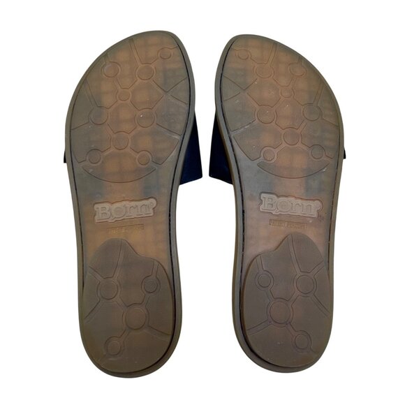 Born Women’s Black Leather Buckle Design Comfy Casual Slide Sandals Size 10M - Picture 7 of 7